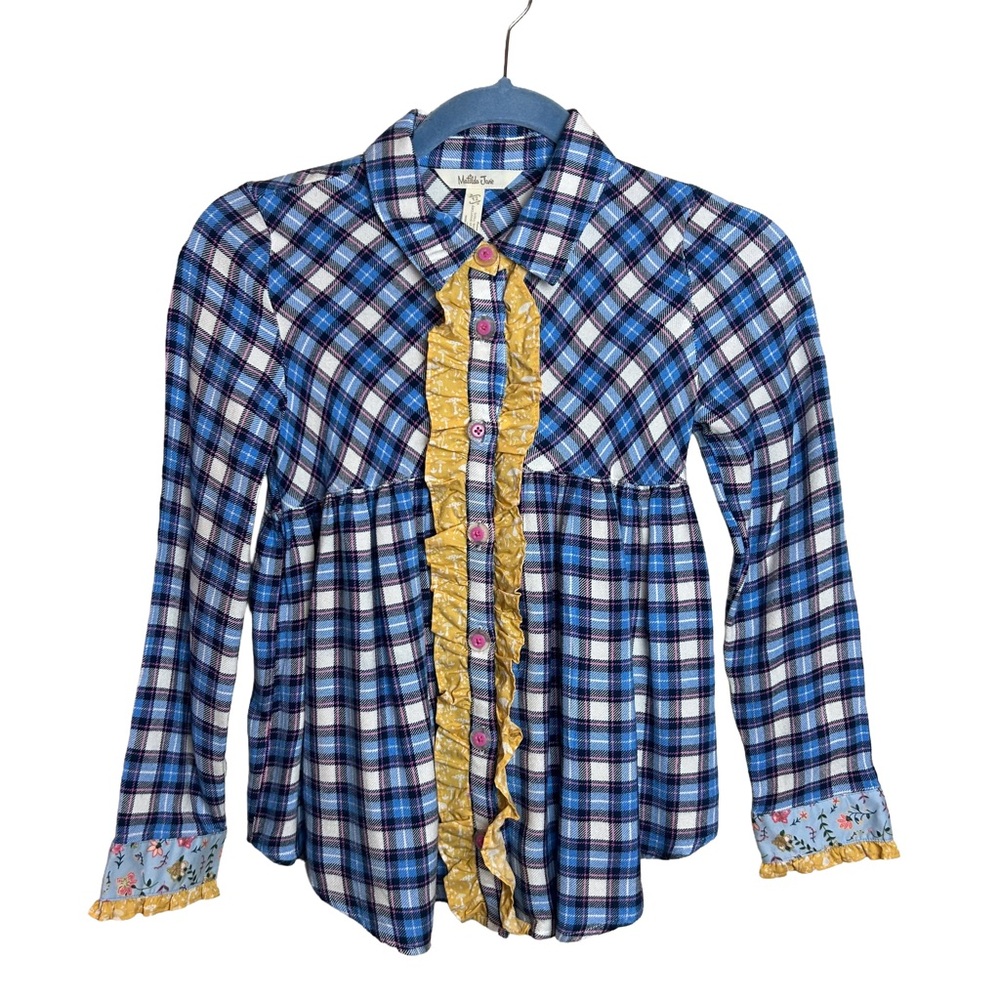 Matilda Jane Make Believe Floating Away Plaid Button Up Tunic Size 12